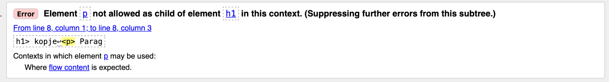 validator foutmelding